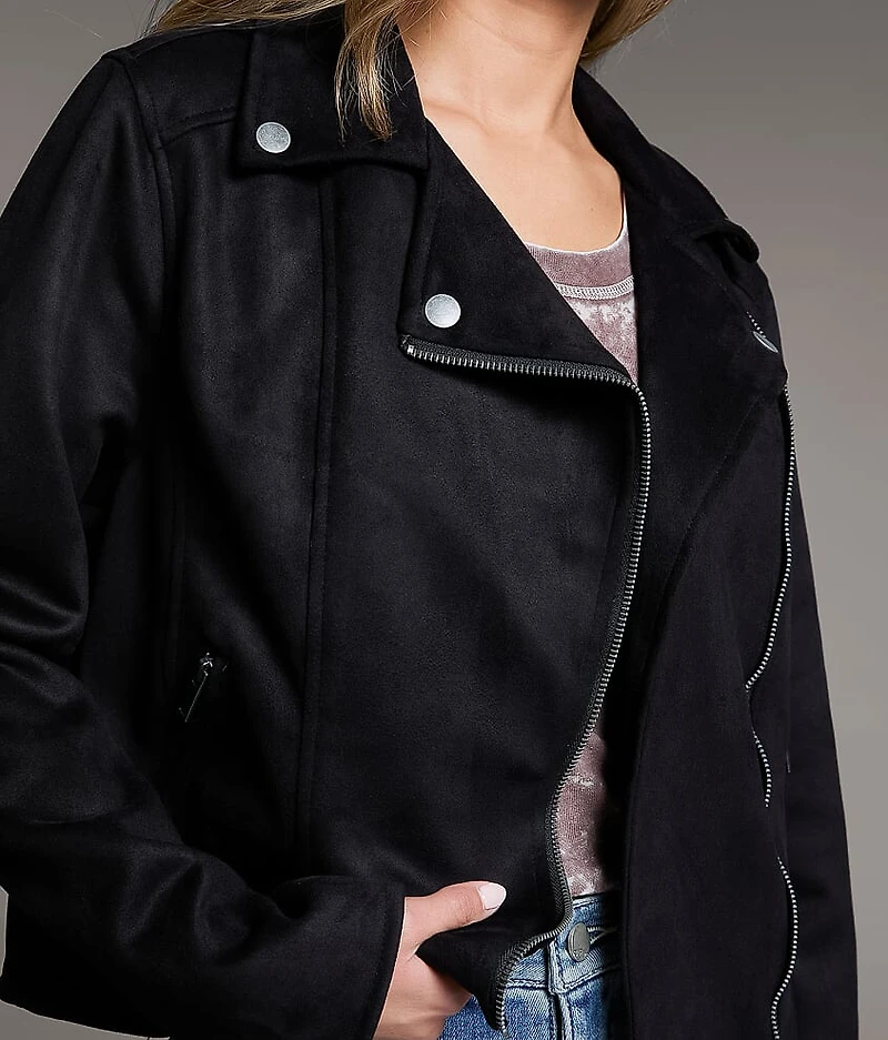 Faux Suede Moto Jacket