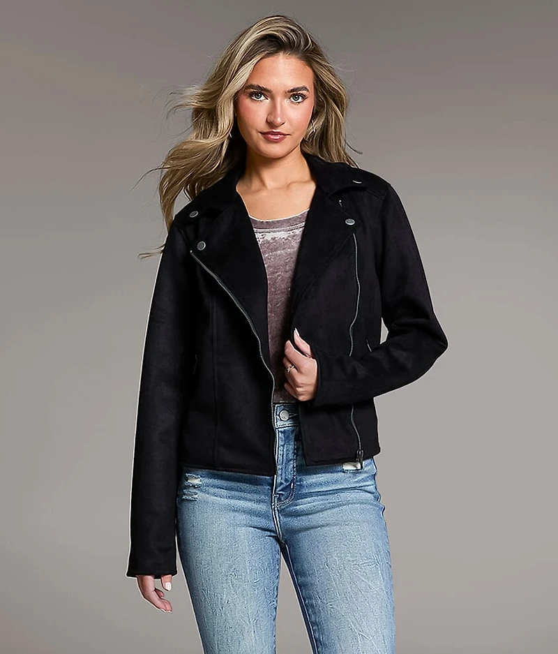 Faux Suede Moto Jacket