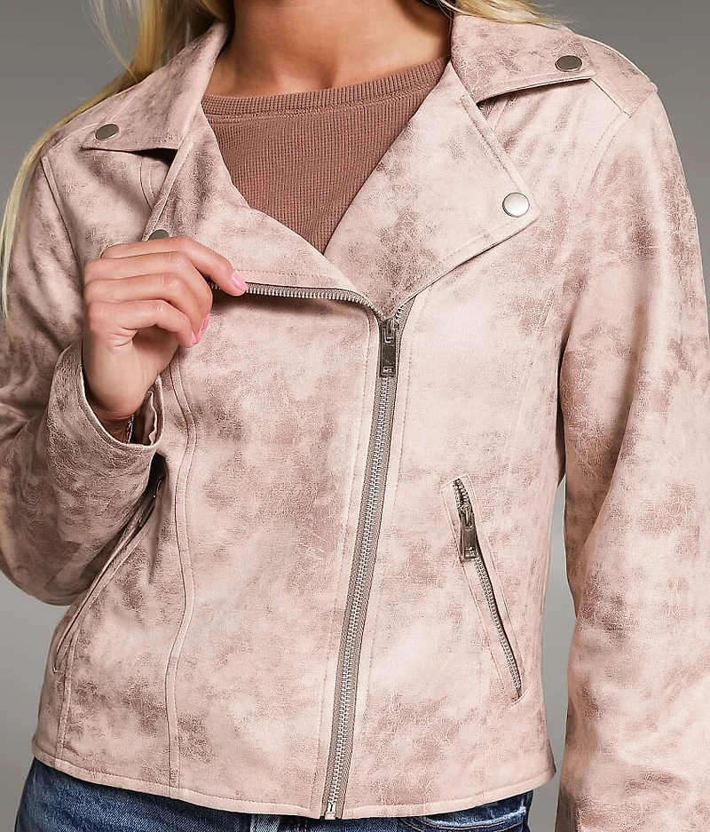 Faux Suede Moto Jacket
