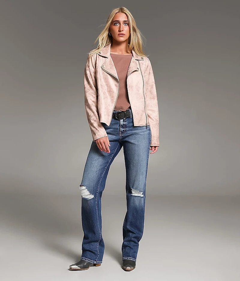 Faux Suede Moto Jacket