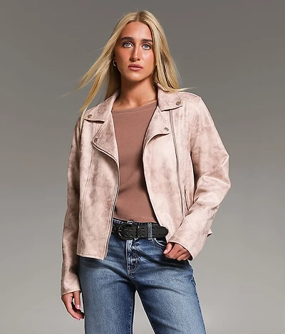 Faux Suede Moto Jacket