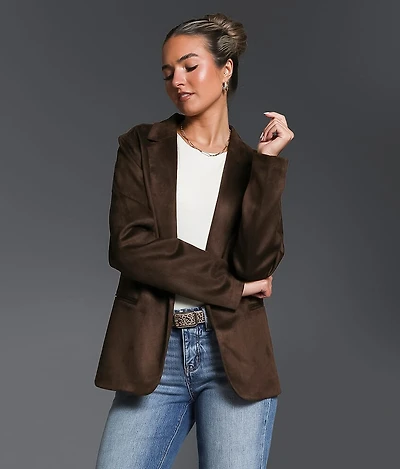 Faux Suede Blazer