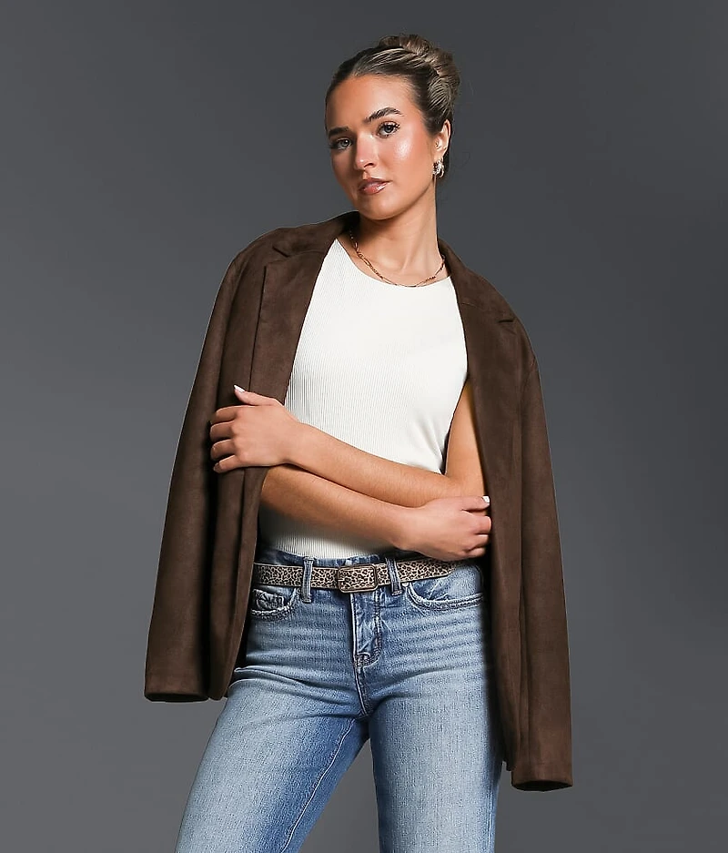 Faux Suede Blazer