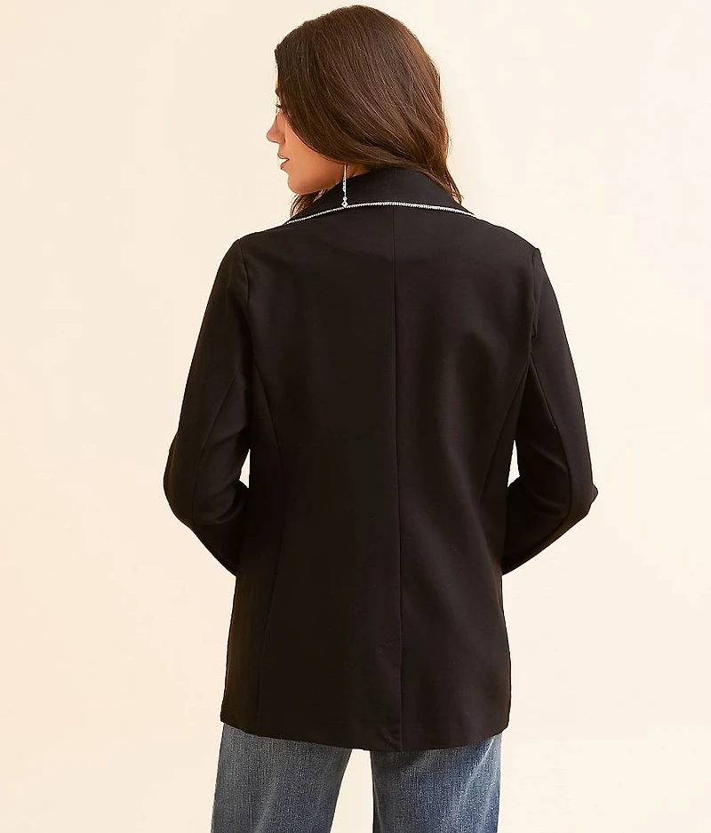 Rhinestone Trim Ponte Blazer