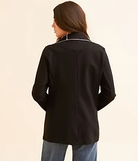 Rhinestone Trim Ponte Blazer