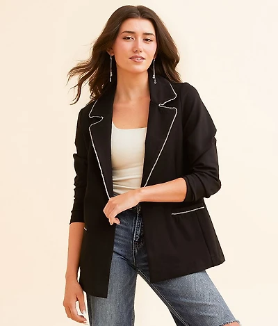 Rhinestone Trim Ponte Blazer