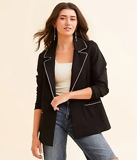 Rhinestone Trim Ponte Blazer