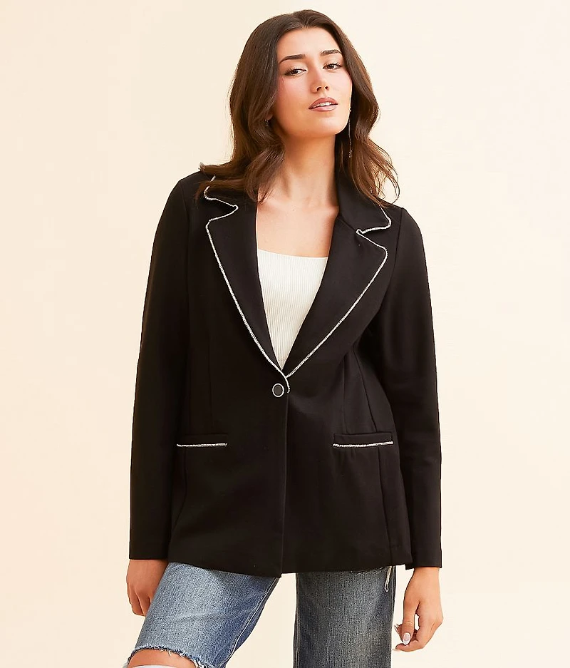Rhinestone Trim Ponte Blazer