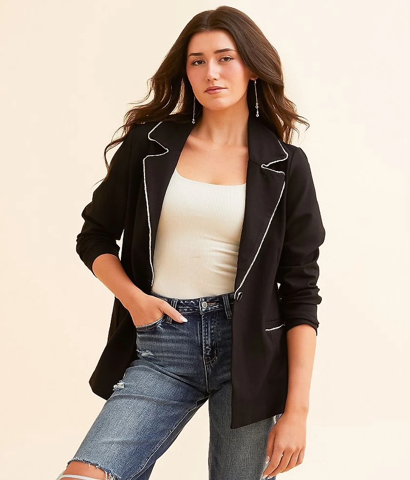 Rhinestone Trim Ponte Blazer