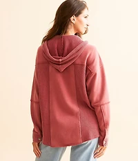 Waffle Knit Hooded Jacket