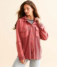 Waffle Knit Hooded Jacket