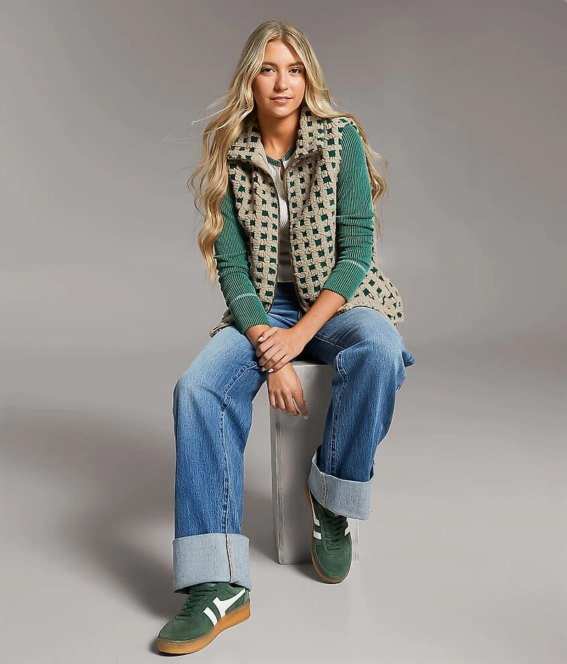 Checkered Sherpa Vest