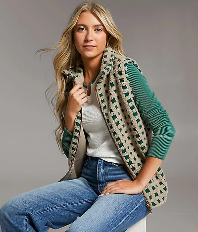 Checkered Sherpa Vest