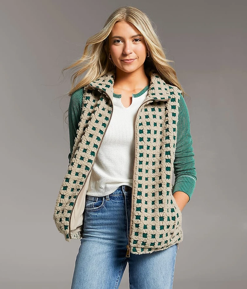 Checkered Sherpa Vest