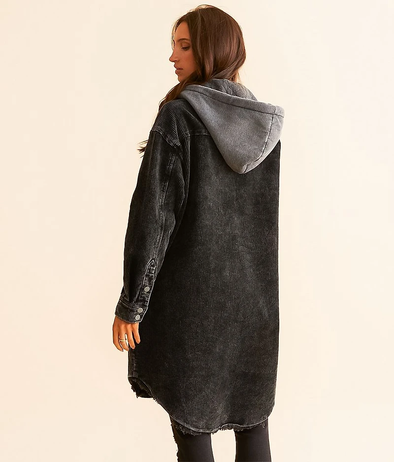 Hooded Corduroy Tunic Shacket