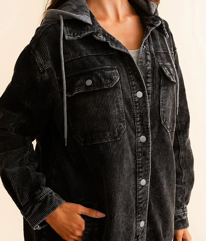 Hooded Corduroy Tunic Shacket