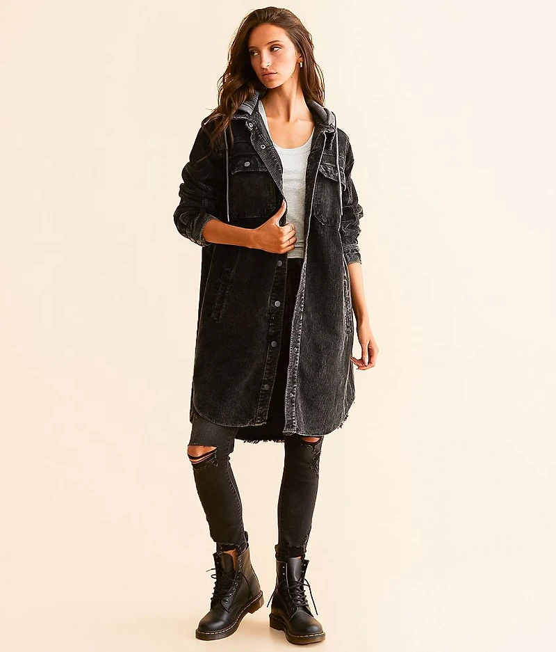 Hooded Corduroy Tunic Shacket
