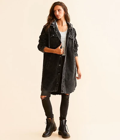 Hooded Corduroy Tunic Shacket
