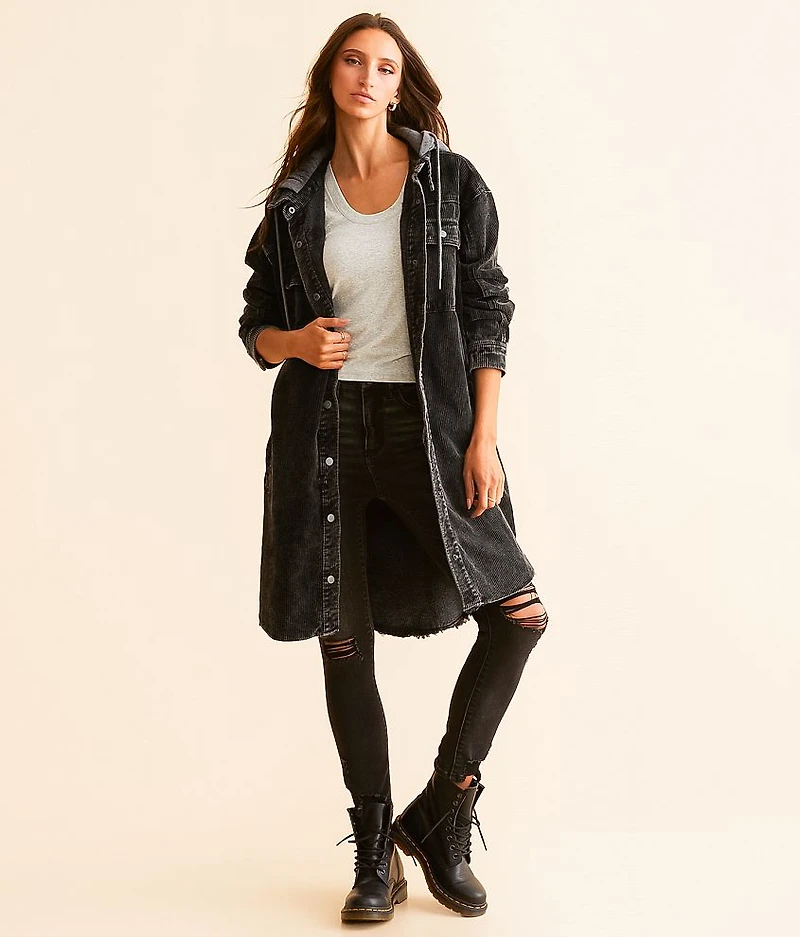 Hooded Corduroy Tunic Shacket
