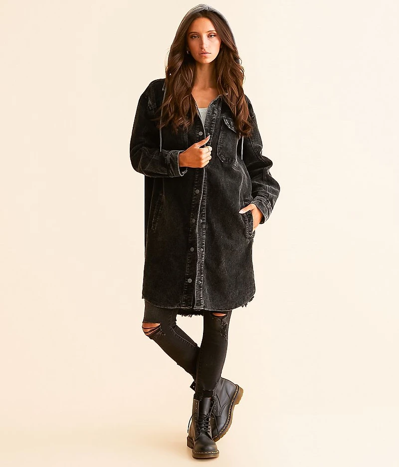 Hooded Corduroy Tunic Shacket