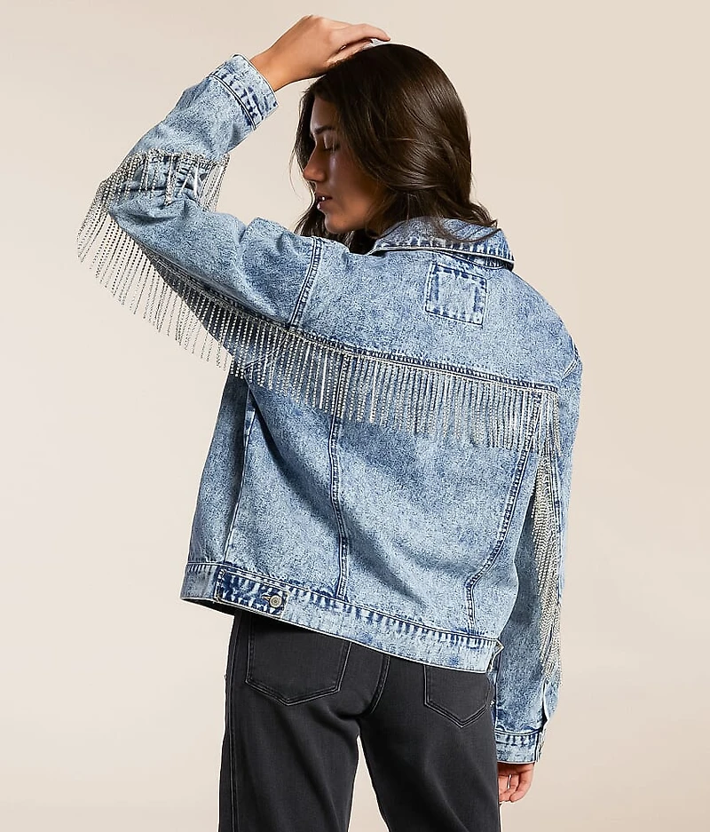 Rhinestone Fringe Denim Jacket