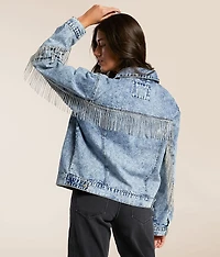 Rhinestone Fringe Denim Jacket
