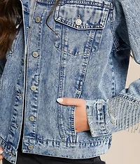 Rhinestone Fringe Denim Jacket