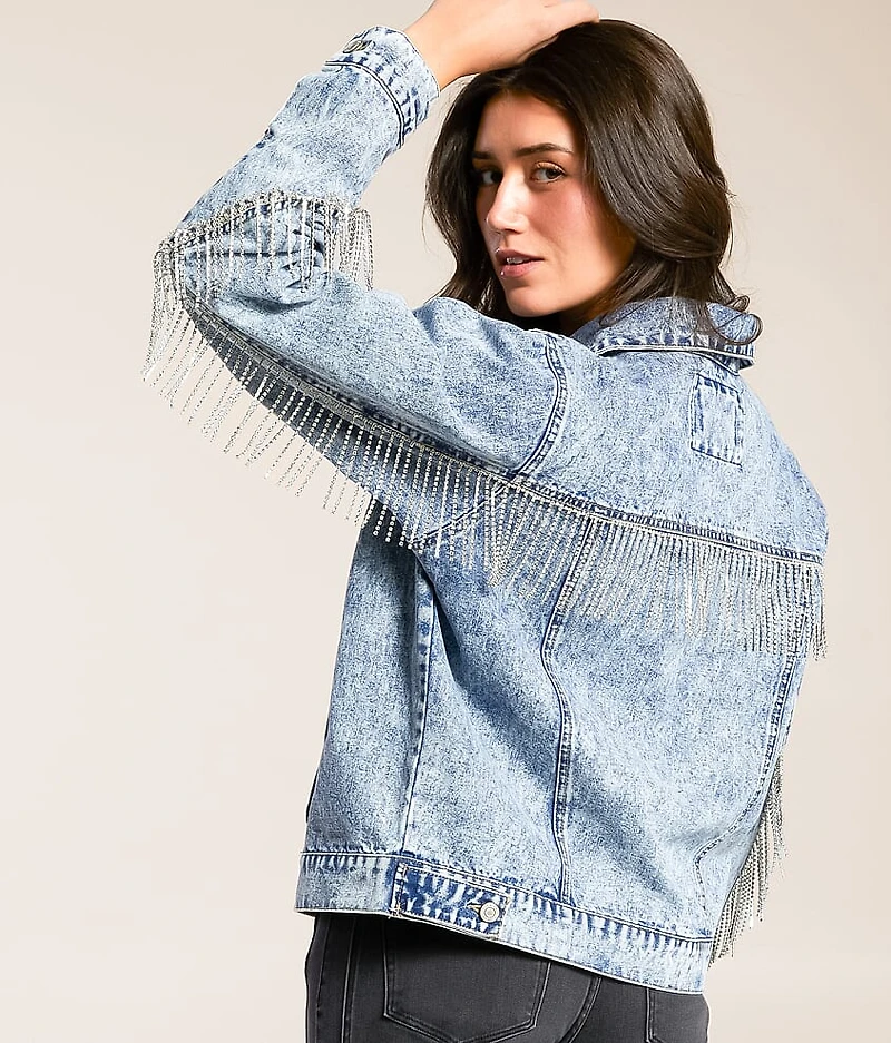 Rhinestone Fringe Denim Jacket
