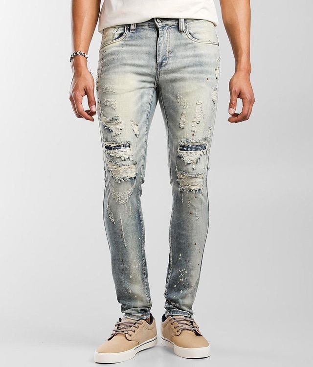 Industrial Indigo Paint Splatter Skinny Jean