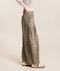 Leopard Print Wide Leg Barrel Pant