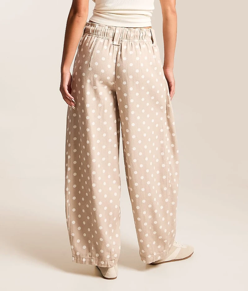 Pleated Polka Dot Barrel Pant