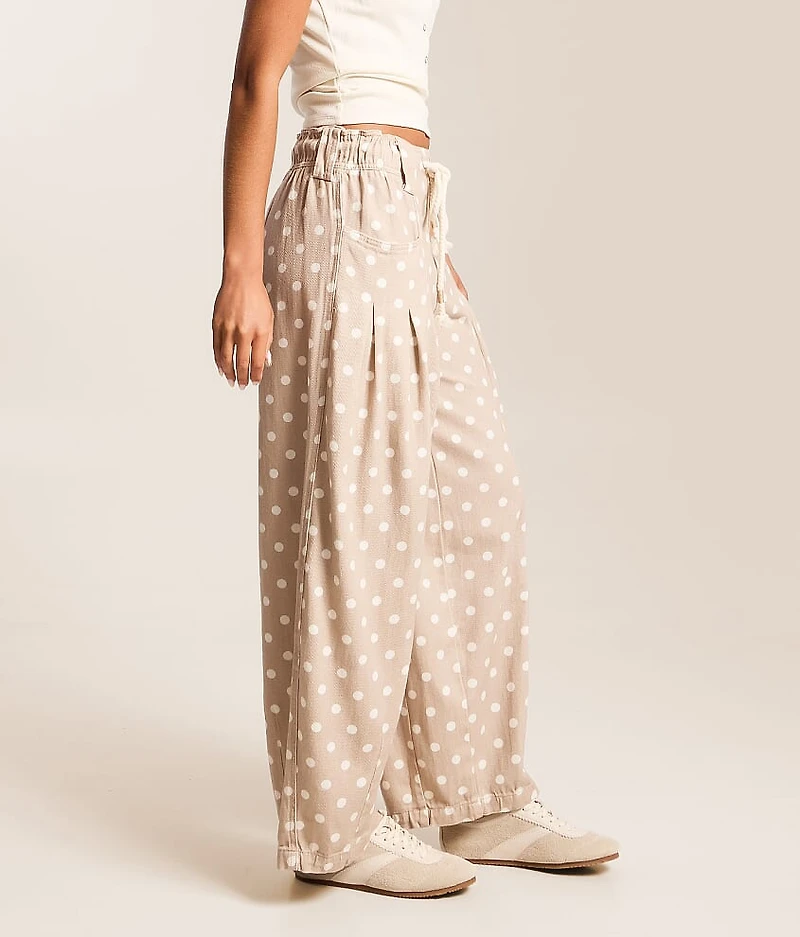 Pleated Polka Dot Barrel Pant
