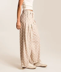 Pleated Polka Dot Barrel Pant