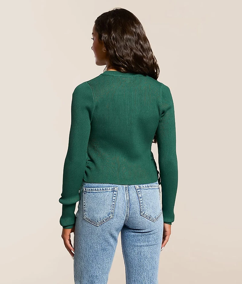 Ribbed Cinch Tie Cropped Top