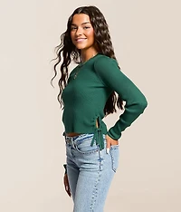 Ribbed Cinch Tie Cropped Top