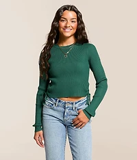 Ribbed Cinch Tie Cropped Top
