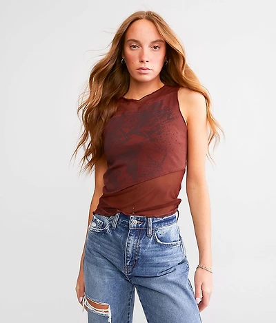 Pieced Mesh Tank Top