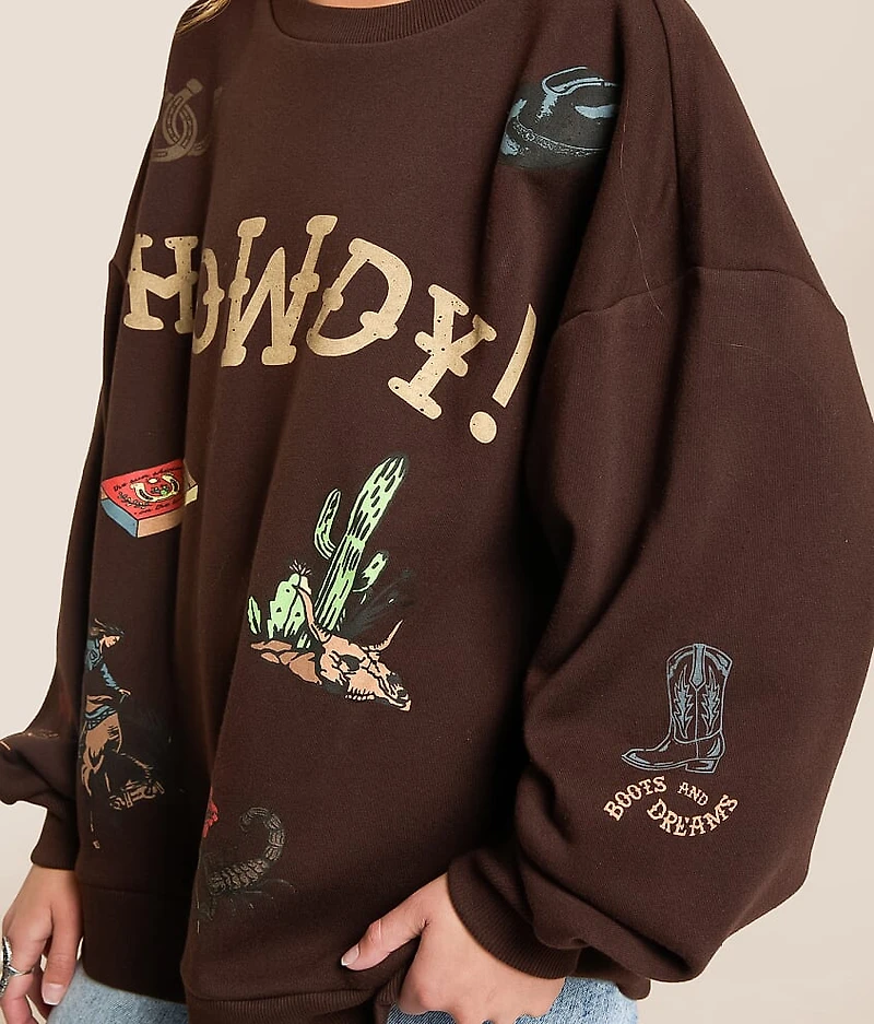 Howdy Tattoo Oversized Pullover