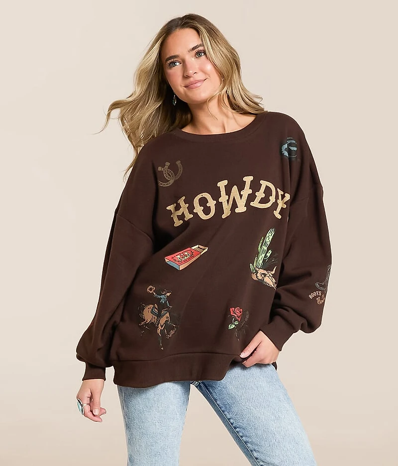 Howdy Tattoo Oversized Pullover