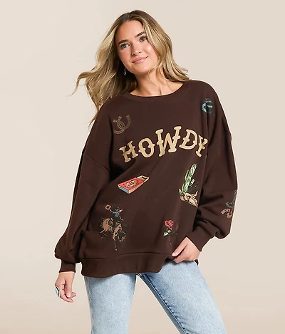 Howdy Tattoo Oversized Pullover