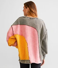 Color Block Washed Pullover