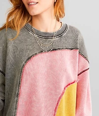 Color Block Washed Pullover