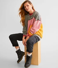 Color Block Washed Pullover