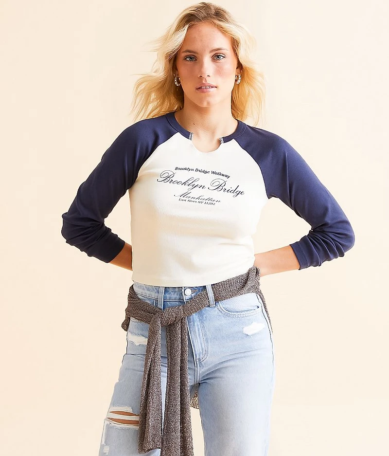 Brooklyn Bridge Cropped Raglan T-Shirt