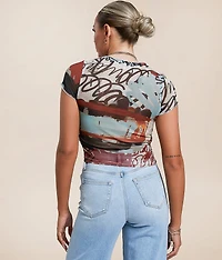 Graffiti Mesh Cropped Top