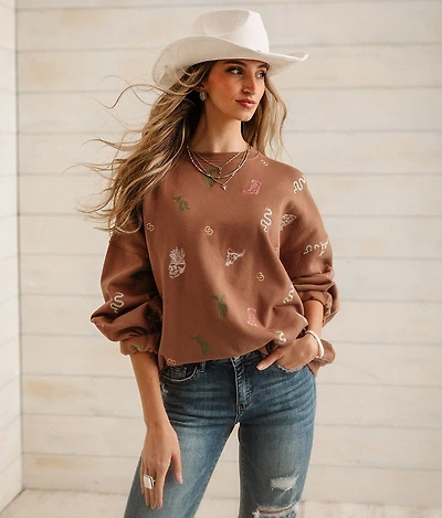 Western Embroidered Pullover