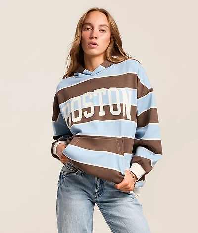 Striped Boston Hooded Sweatshirt