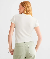 Mock Neck Waffle Top