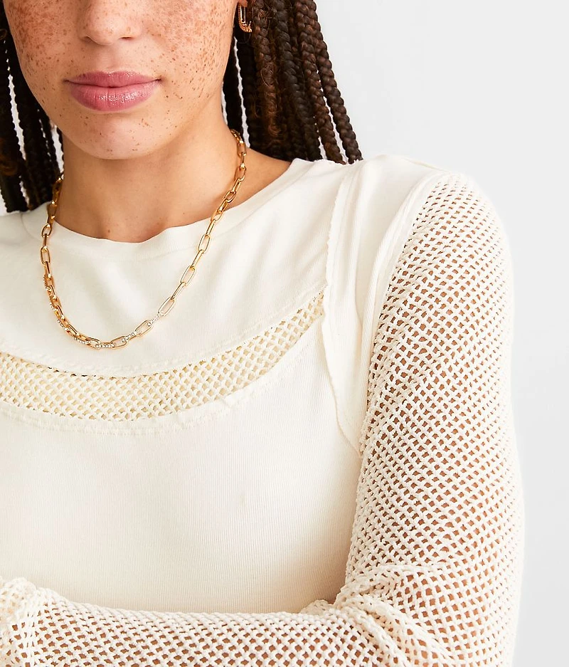 Raw Edge Netted Top