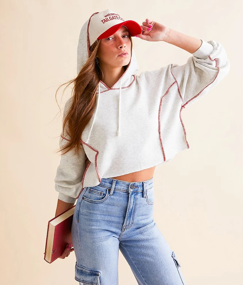 Contrast Seam Cropped Hoodie
